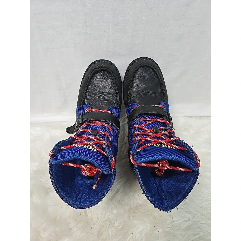 POLO Ralph Lauren Boys Ranger High‎ II Boots Size US 4.5 Blue Black Red Lace Ski